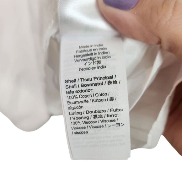 J. CREW Top Womens XS White V-Neck Smocked-Waist Top in Lightweight Cotton 2023 - Picture 10 of 11